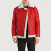 Ravon Men's Red Shearling Bomber Jacket