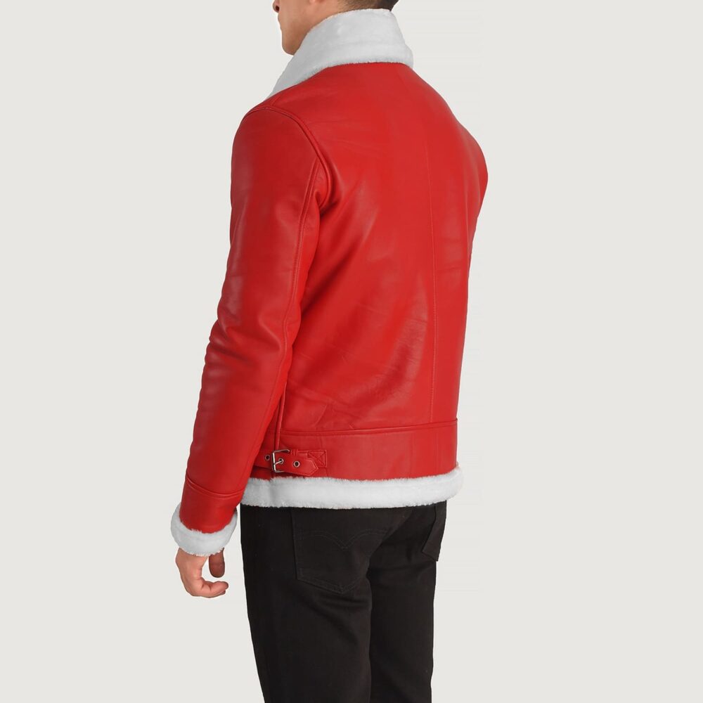 Ravon Men's Red Shearling Bomber Jacket