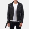 Havencroft Men's Distressed Black Leather Biker Jacket