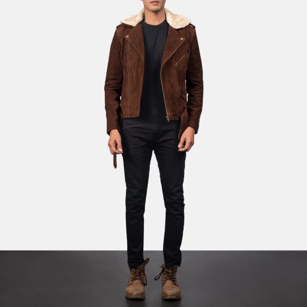 Havenridge Men's Mocha Suede Biker Jacket