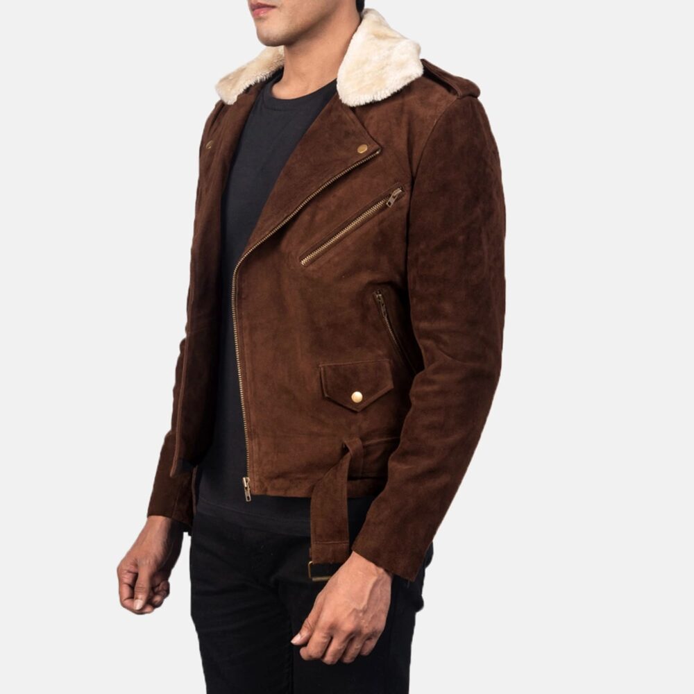 Havenridge Men's Mocha Suede Biker Jacket