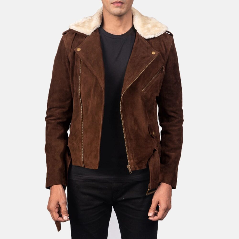 Havenridge Men's Mocha Suede Biker Jacket