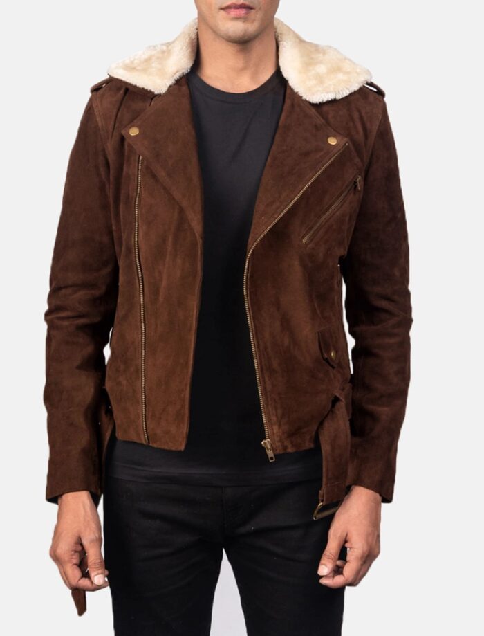 Havenridge Men's Mocha Suede Biker Jacket