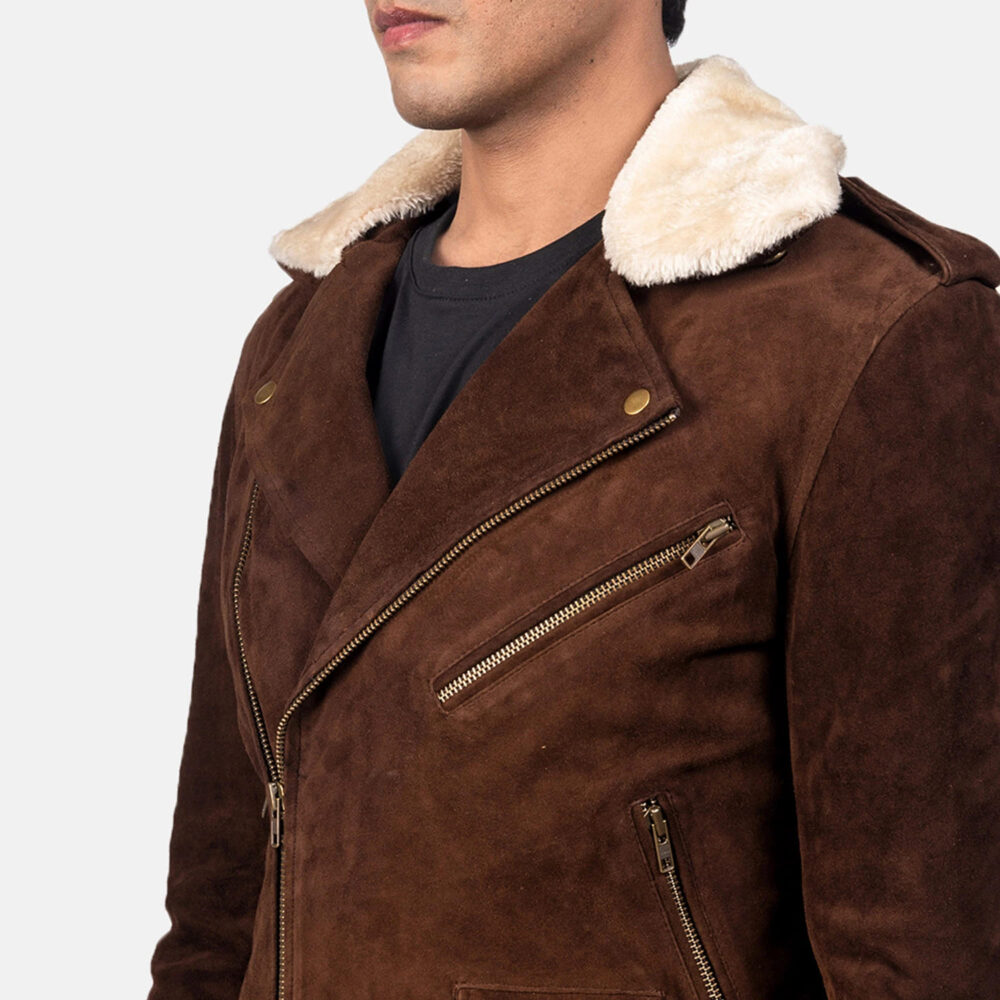 Havenridge Men's Mocha Suede Biker Jacket