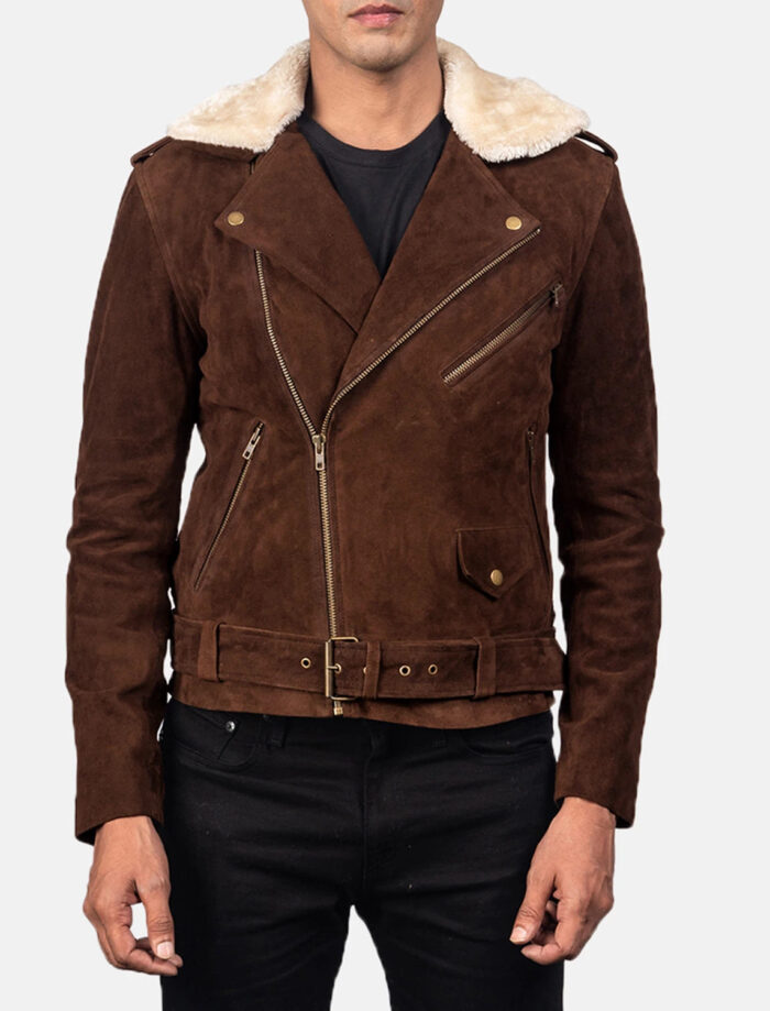 Havenridge Men's Mocha Suede Biker Jacket