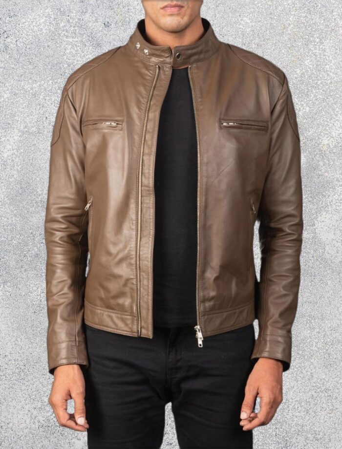 Gatsby Men's Mocha Leather Biker Jacket