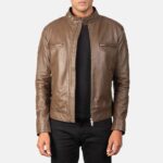 Gatsby Men's Mocha Leather Biker Jacket
