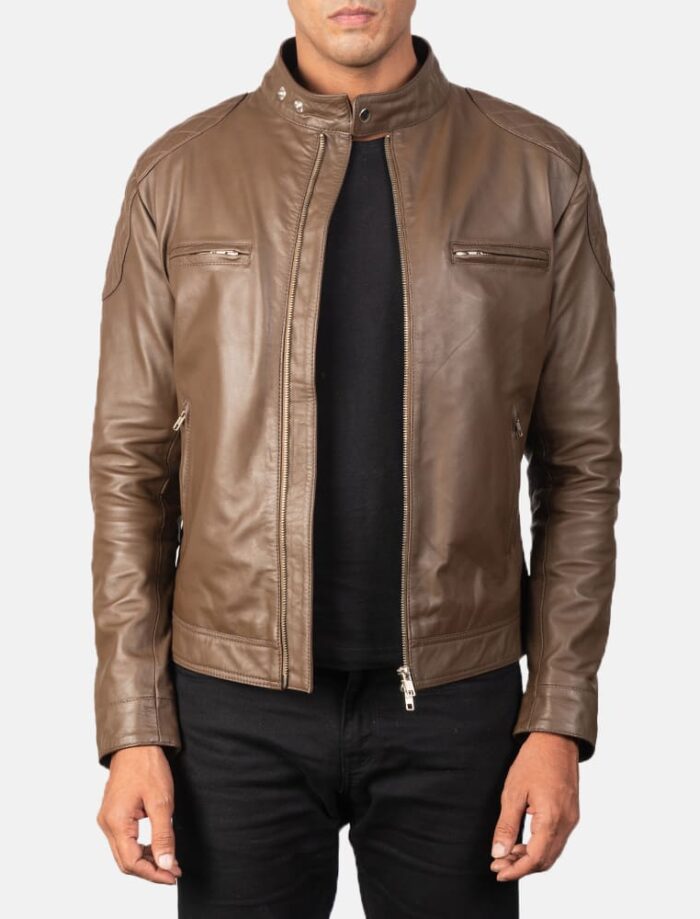 Gatsby Men's Mocha Leather Biker Jacket