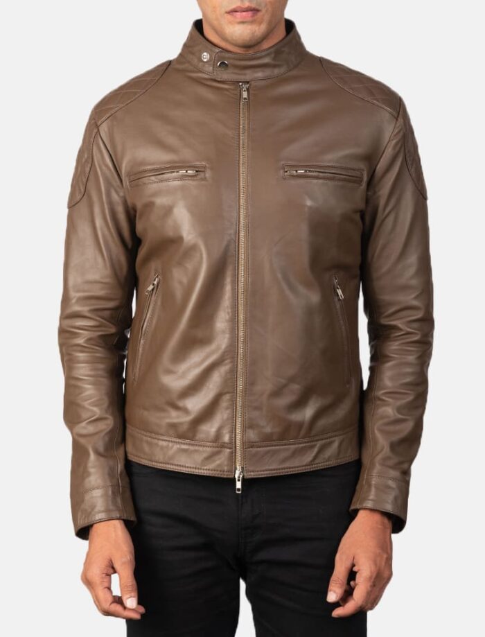 Gatsby Men's Mocha Leather Biker Jacket