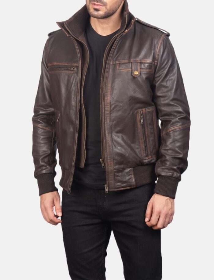 Strathmoor Brown Leather Bomber Jacket