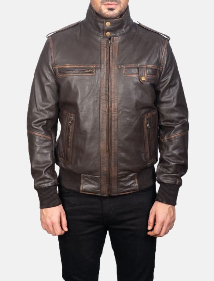 Strathmoor Brown Leather Bomber Jacket