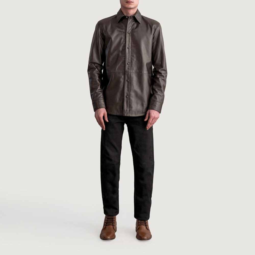 Sterling Men's Brown Leather Shirt