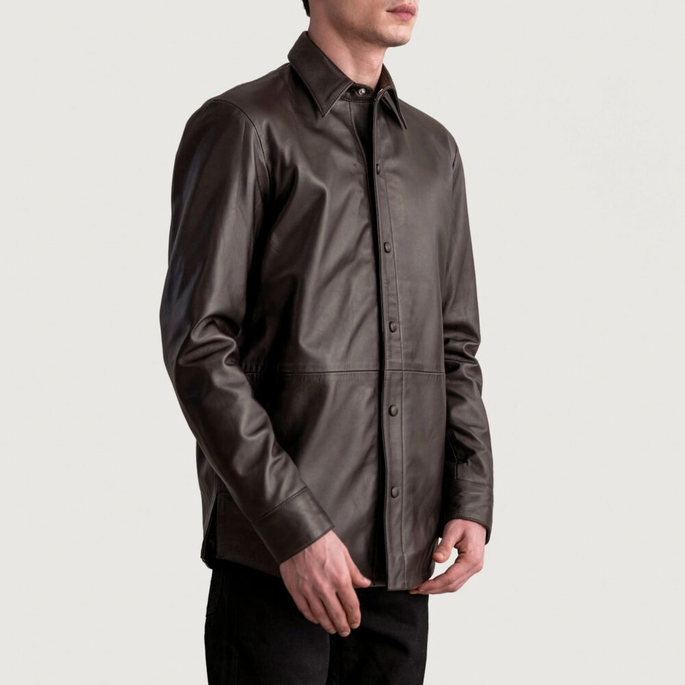 Sterling Men's Brown Leather Shirt