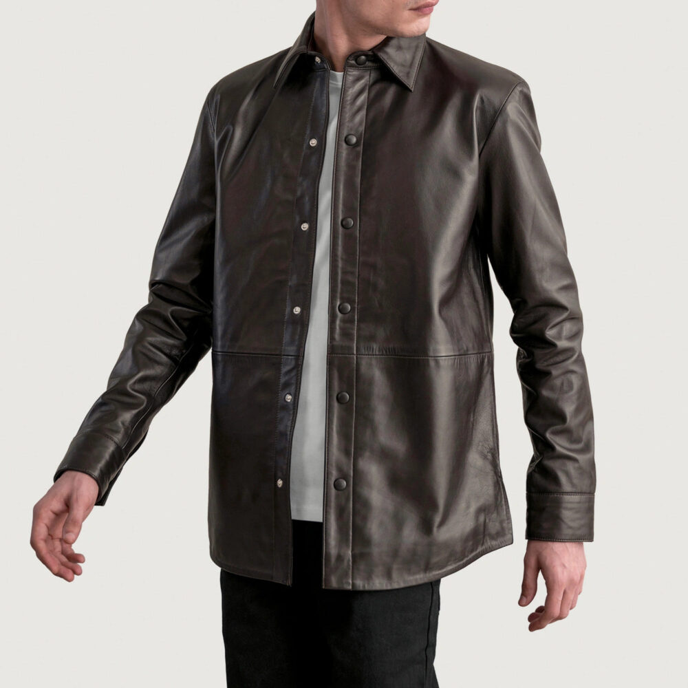 Sterling Men's Brown Leather Shirt