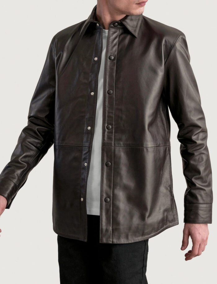 Sterling Men's Brown Leather Shirt