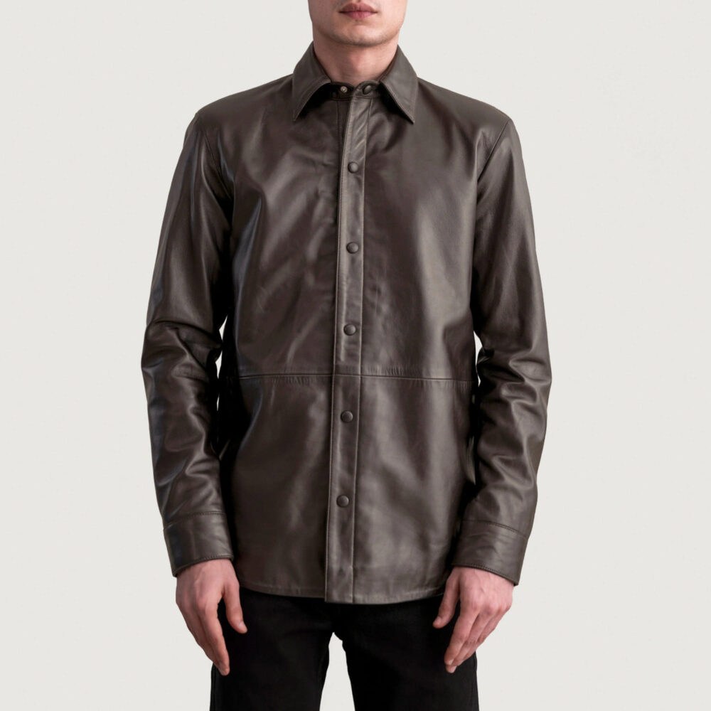 Sterling Men's Brown Leather Shirt