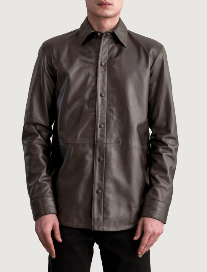 Sterling Men's Brown Leather Shirt