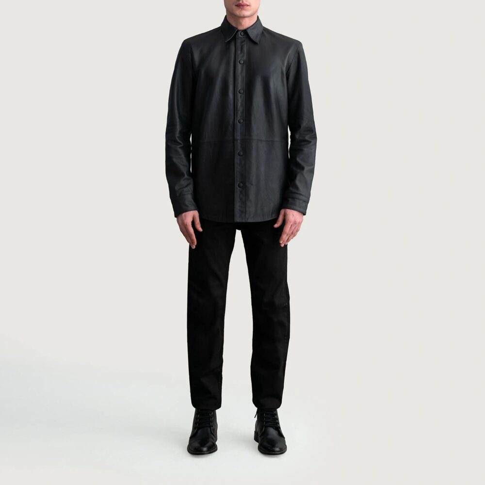 Haven Noir Men's Matte Black Leather Shirt