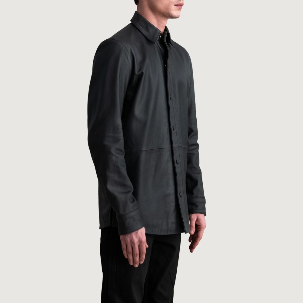 Haven Noir Men's Matte Black Leather Shirt