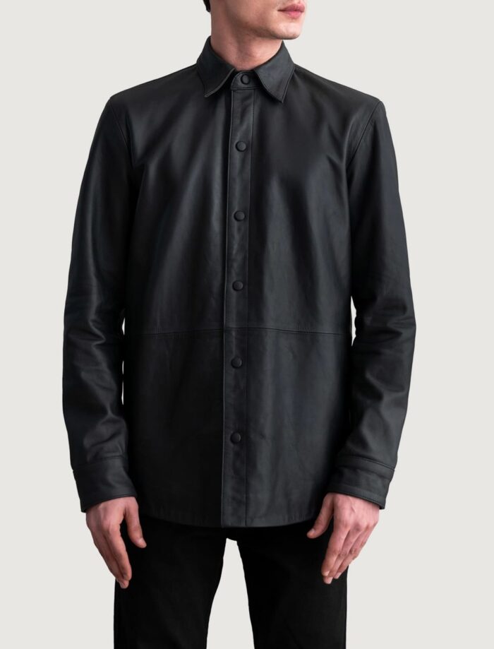 Haven Noir Men's Matte Black Leather Shirt