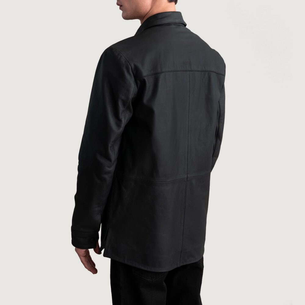 Haven Noir Men's Matte Black Leather Shirt