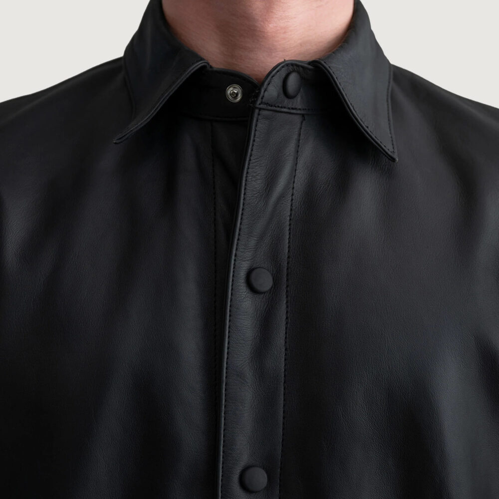 Haven Noir Men's Matte Black Leather Shirt