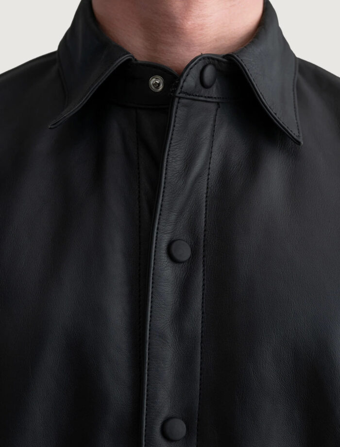 Haven Noir Men's Matte Black Leather Shirt