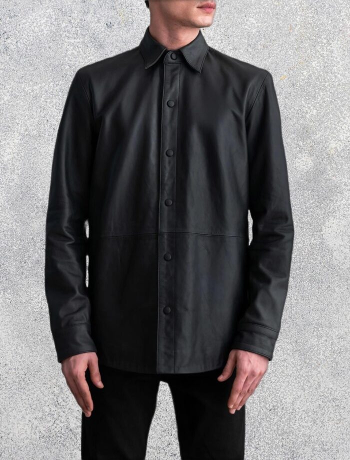 Haven Noir Men's Matte Black Leather Shirt