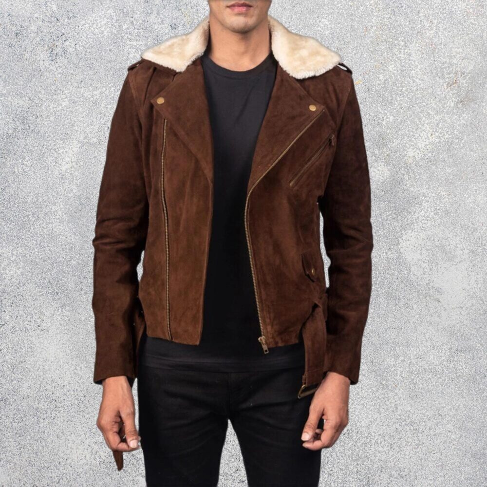 Havenridge Men's Mocha Suede Biker Jacket