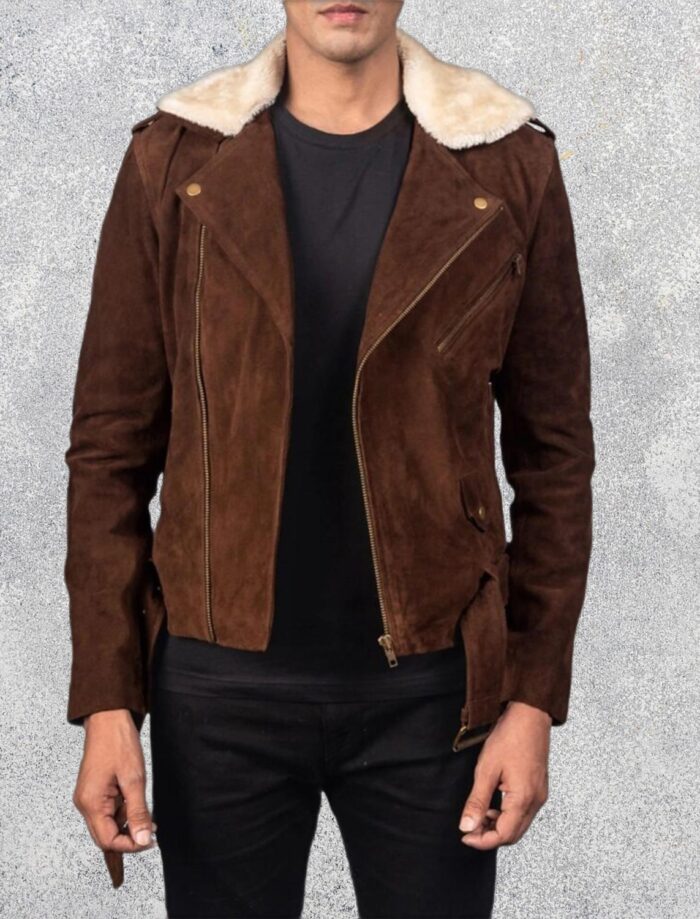 Havenridge Men's Mocha Suede Biker Jacket