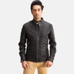 Axel Men's Quilted Black Leather Jacket