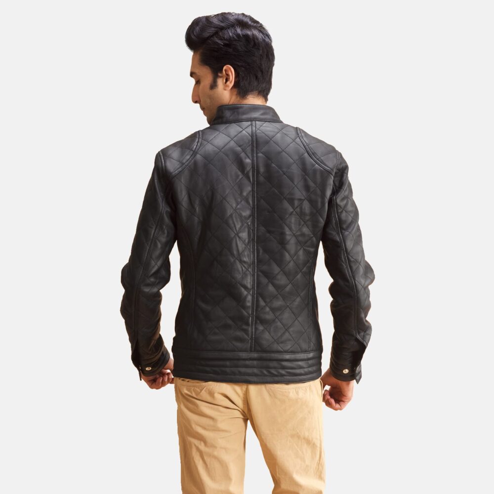 The Axel Men's Quilted Black Leather Jacket combines modern refinement with premium craftsmanship, featuring sheepskin leather and quilted detailing for a bold, stylish look.