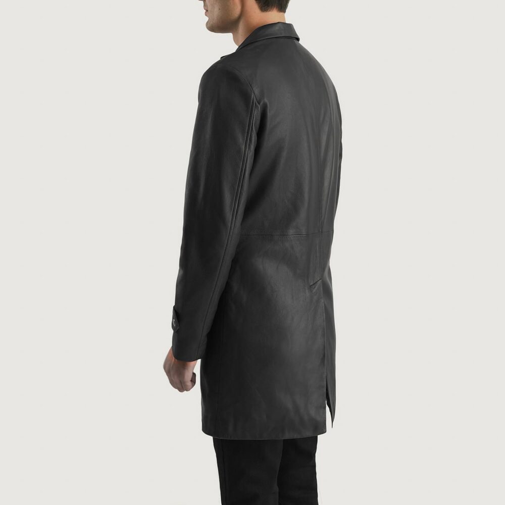 Obsidian Black Leather Coat for Men