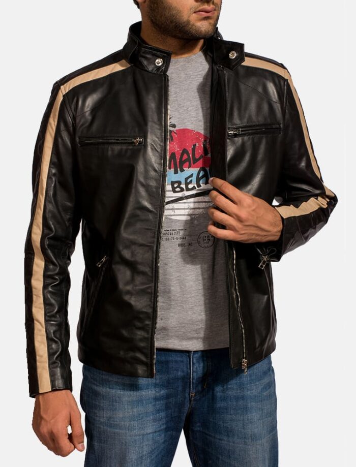 Maverick Black Men's Leather Biker Jacket