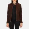 Aubrey Mocha Suede Biker Jacket for Women