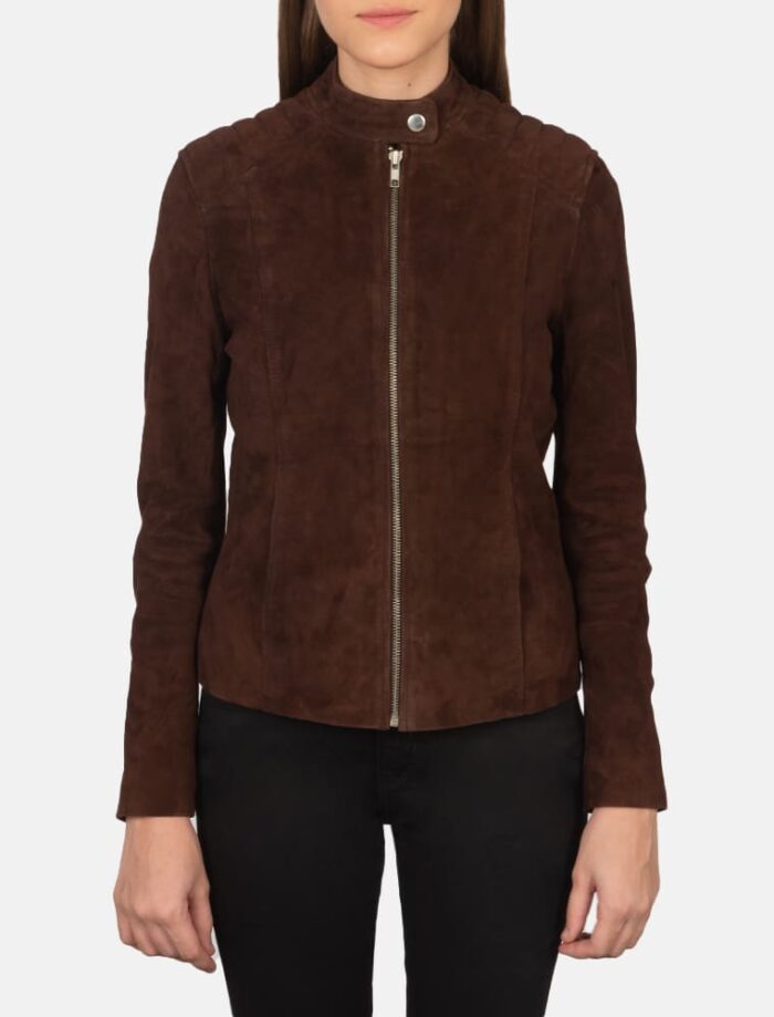 Aubrey Mocha Suede Biker Jacket for Women