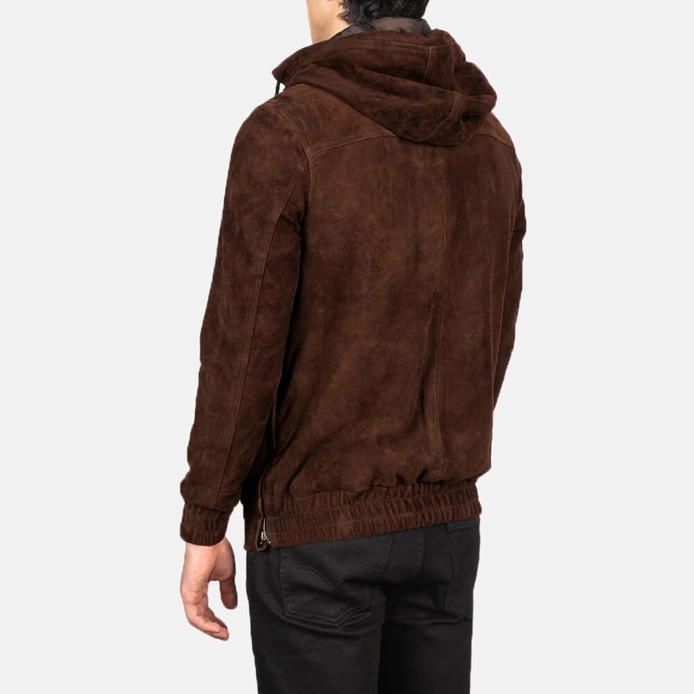 Ryder Mocha Men's Hooded Suede Pullover Jacket