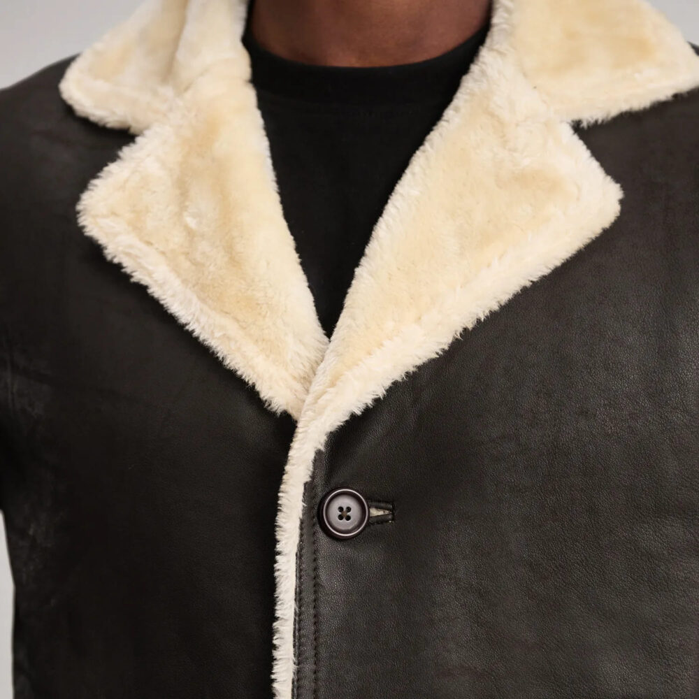 Victor Tumbled Brown Shearling Long Coat for Men