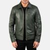 Larsen Green Leather Biker Jacket