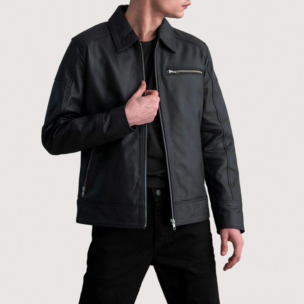 Shadow Noir Men's Matte Black Leather Biker Jacket