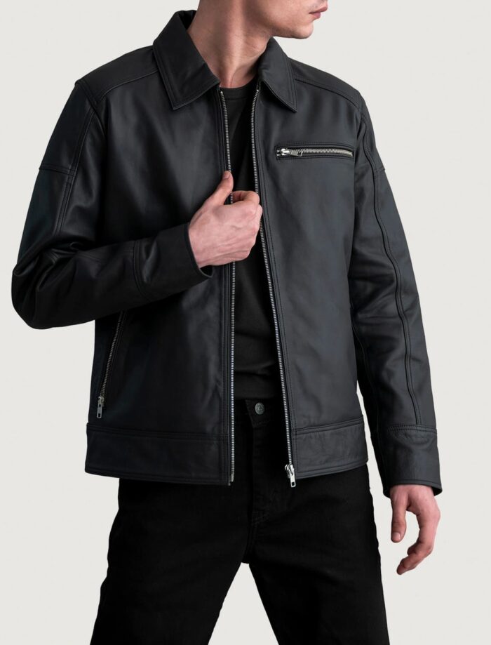 Shadow Noir Men's Matte Black Leather Biker Jacket