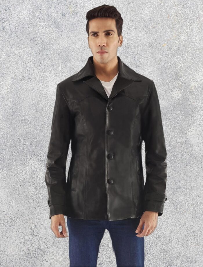 Lemont Black Leather Coat