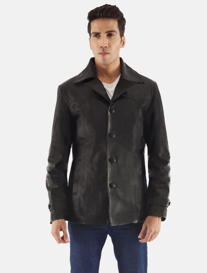 Lemont Black Leather Coat