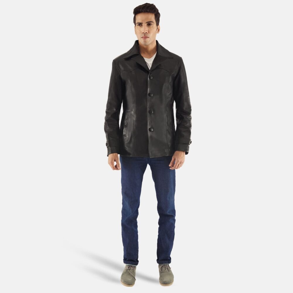 Lemont Black Leather Coat