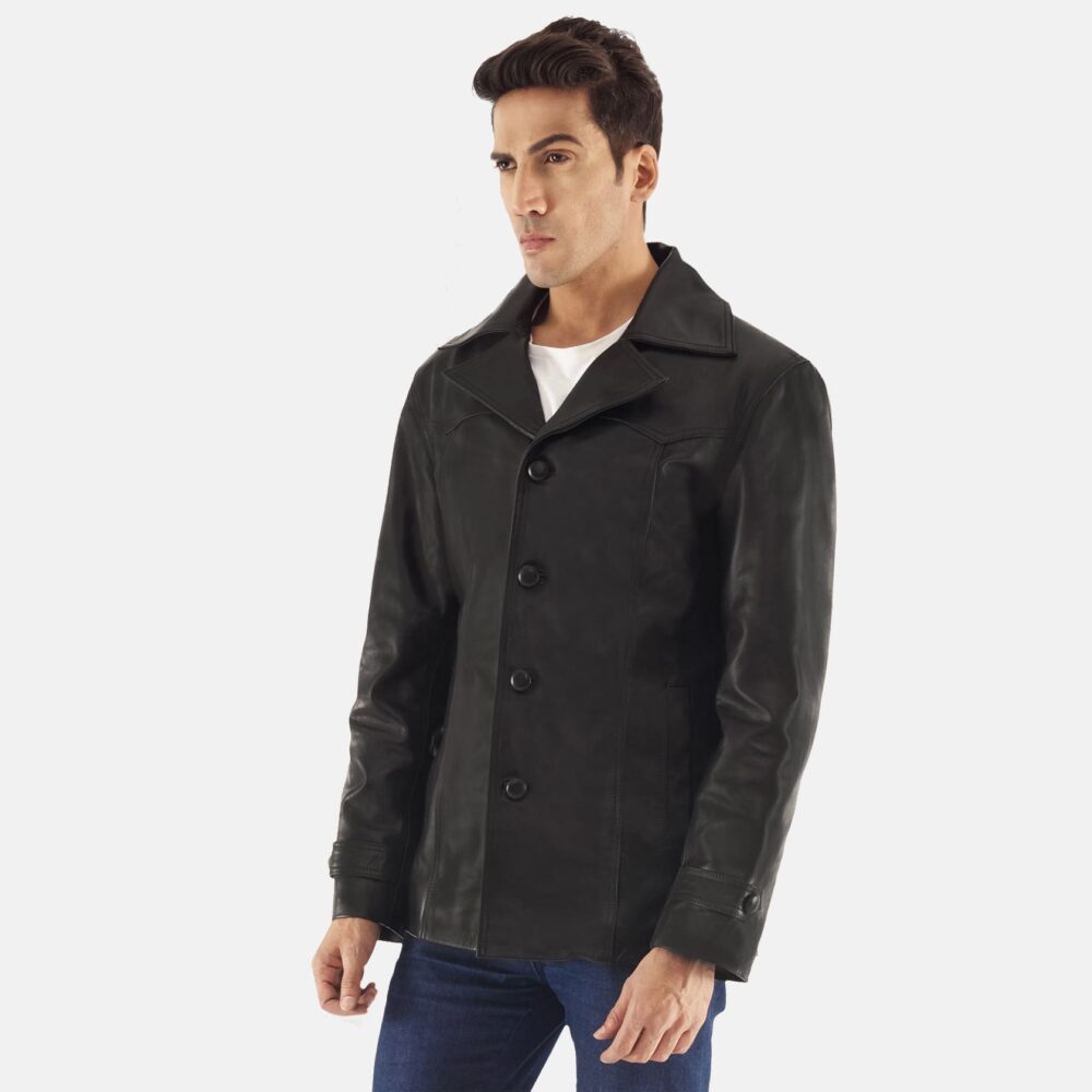 Lemont Black Leather Coat