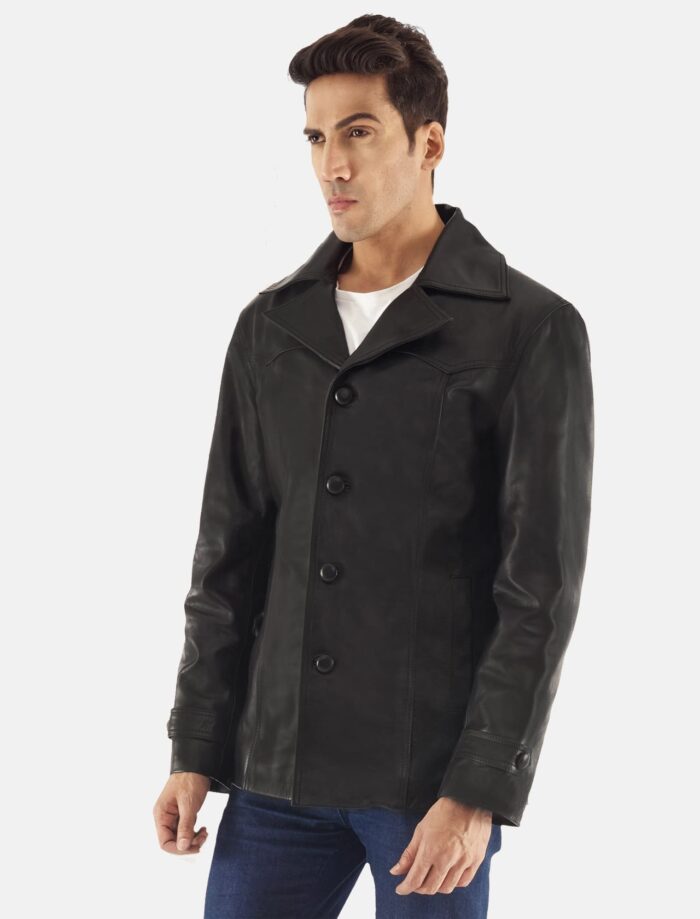 Lemont Black Leather Coat