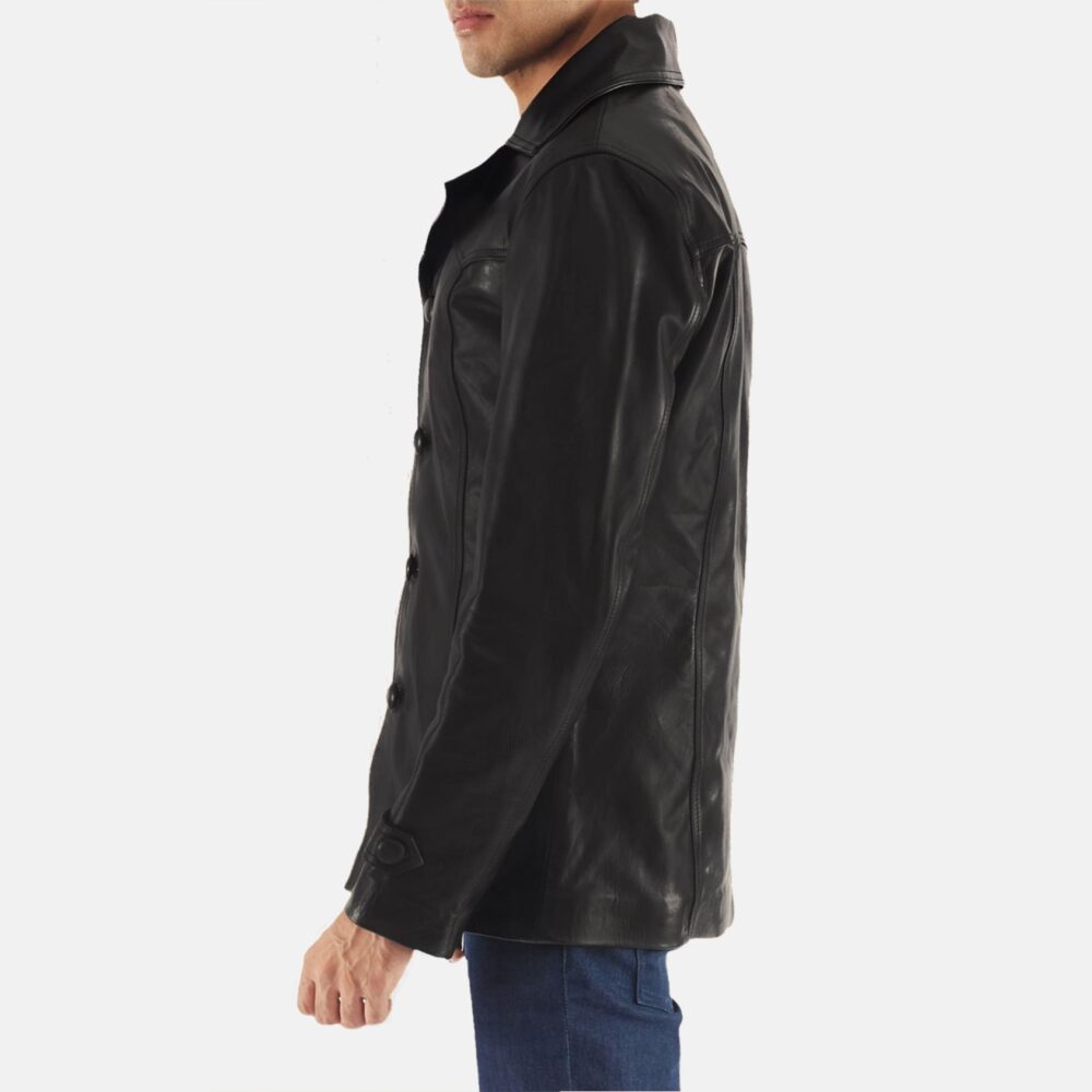 Lemont Black Leather Coat