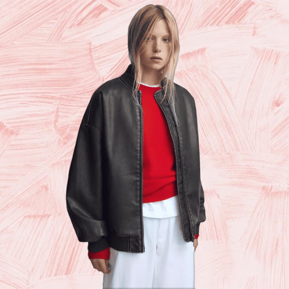 LuxeLoom Oversized Women's Distressed Leather Bomber Jacket 