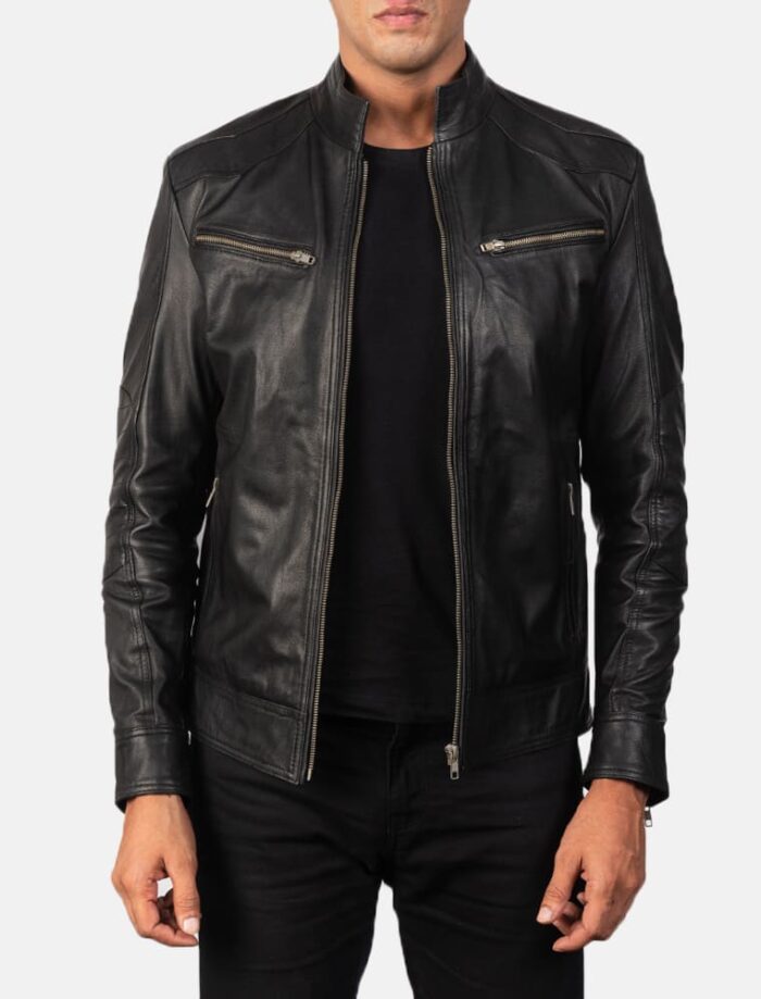 Malone Black Leather Biker Jacket