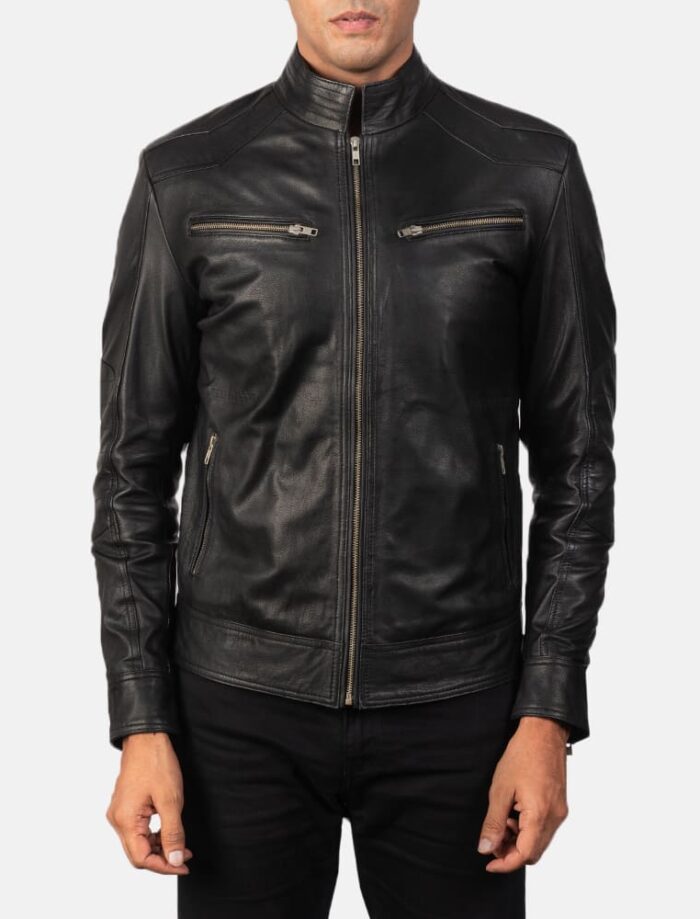 Malone Black Leather Biker Jacket